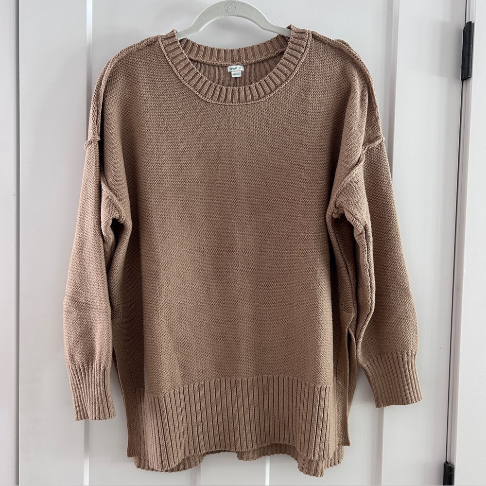 Aerie Cotton‎ Tunic Sweater, Camel Tan, Small